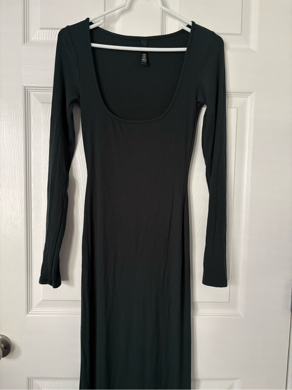 Skims Super Soft Lounge Long Sleeve Ribbed Dress Hunter Green Size M - Picture 3 of 6